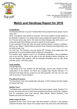 Match and Handicap Committee Report