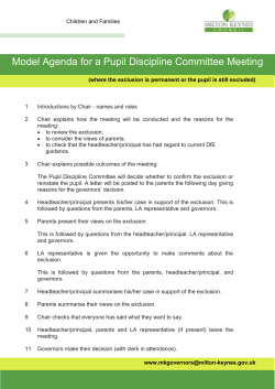 Model Agenda for a Pupil Discipline Committee Meeting