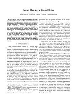 Convex Risk Averse Control Design - Washington