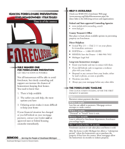 SEMCOG Foreclosure Prevention and Homeowner Strategies Time