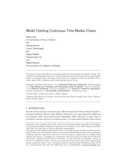 Model Checking Continuous Time Markov Chains