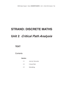 Unit 2 Critical Path Analysis