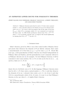 An improved lower bound for Folkman`s Theorem