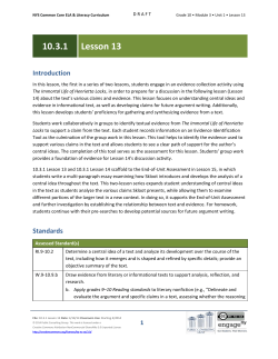 Grade 10 ELA Module 3, Unit 1, Lesson 13
