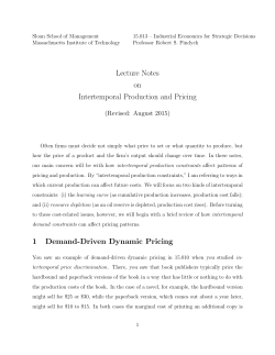Intertemporal Production and Pricing