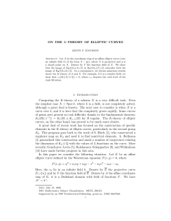 ON THE K-THEORY OF ELLIPTIC CURVES 1