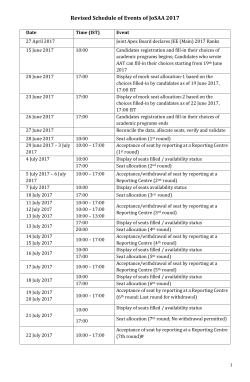 Revised Schedule of JoSAA 2017 (3rd round onwards) 1