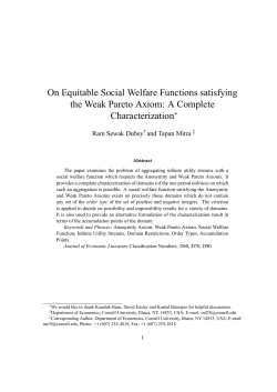 On Equitable Social Welfare Functions satisfying the Weak Pareto