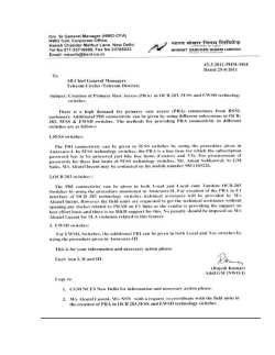 Creation of PRA in EWSD procdure