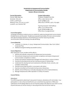 CMN 2630 001 Fall 2016 - Elizabeth Gill, Ph.D.