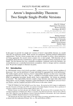 5 Arrow`s Impossibility Theorem: Two Simple Single