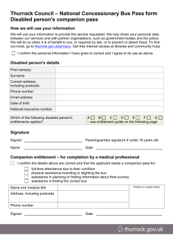 Thurrock Council - National concessionary bus pass: companion pass