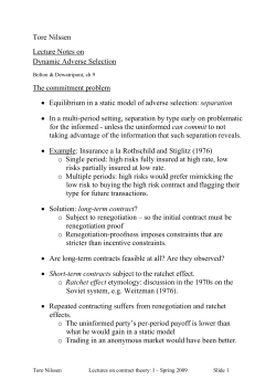 Tore Nilssen Lecture Notes on Dynamic Adverse Selection