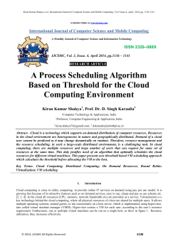 A Process Scheduling Algorithm Based on Threshold for the Cloud