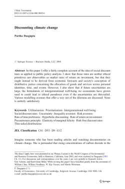 Discounting climate change - Israel Institute for Advanced Studies