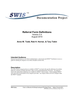 SWIS Referral Form Definitions - Indiana University Bloomington