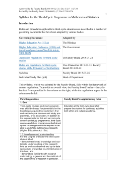 Syllabus for the Third-Cycle Programme in Mathematical Statistics