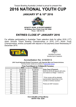 National Youth Cup - Tenpin Bowling Australia