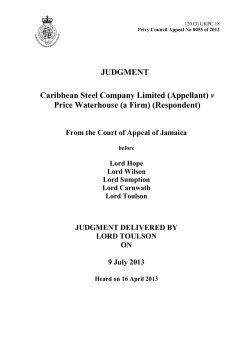 Caribbean Steel Company Limited (Appellant) v Price Waterhouse