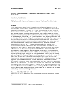 A Choice Experiment on AFV Preferences of Private Car Owners in