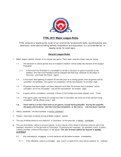 FTRL 2017 Major League Rules