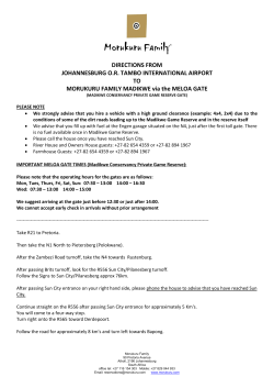 DIRECTIONS FROM JOHANNESBURG OR