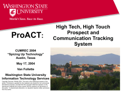 ProACT: High-Tech, High-Touch Prospect Tracking and