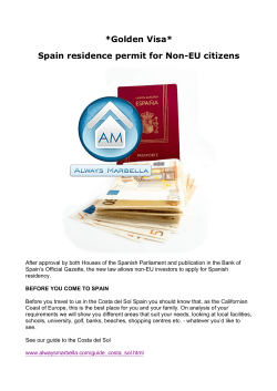 Golden Visa* Spain residence permit for Non-EU