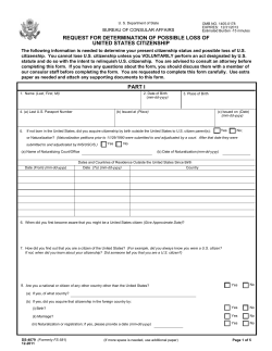 part i request for determination of possible loss of united states