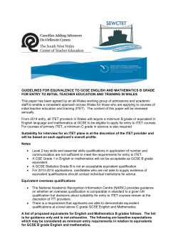 GUIDELINES FOR EQUIVALENCE TO GCSE ENGLISH AND