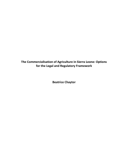 The Commercialisation of Agriculture in Sierra Leone