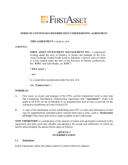 FORM OF CONTINUOUS DISTRIBUTION