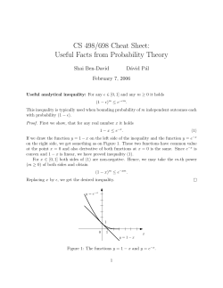 CS 498/698 Cheat Sheet: Useful Facts from Probability Theory