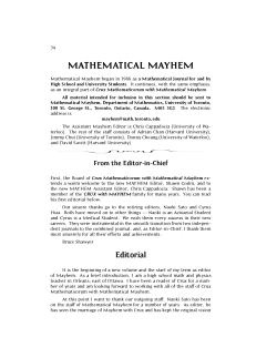 mathematical mayhem - Canadian Mathematical Society