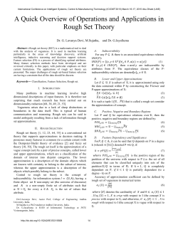 A Quick Overview of Operations and Applications in Rough Set Theory