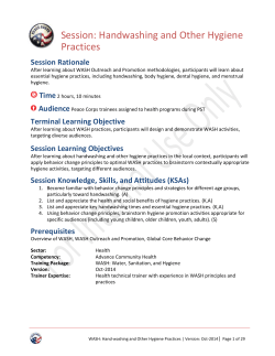 Session: Handwashing and Other Hygiene Practices