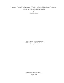 Heuristic Search Control for Plan Synthesis Algorithms