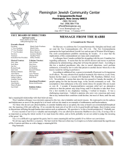 FJCC Bulletin for June 2017 - Flemington Jewish Community Center