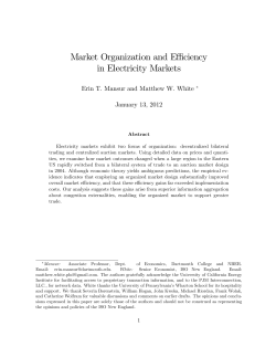 Market Organization and Effi ciency in Electricity Markets