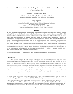 120907, Economics of Decision-Making in Residential PV