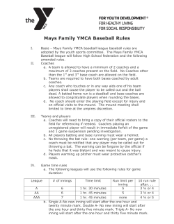 Mays Family YMCA Baseball Rules