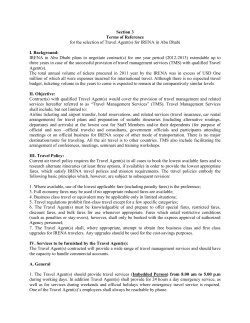 Section 3 Terms of Reference for the selection of Travel