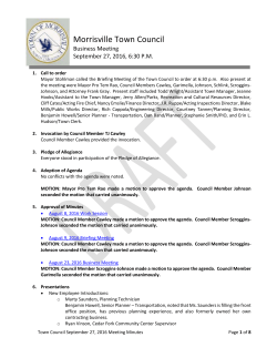 Morrisville Town Council Business Meeting September 27, 2016, 6