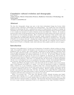 Cumulative cultural evolution and demography Abstract Introduction