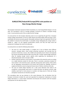 Social Partners Electricity Joint Statement Market design