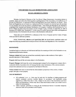 two rivers village homeowners association rules and regulations