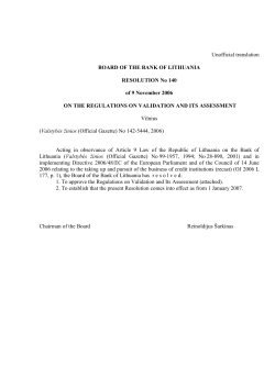 On the Regulations on Validation and its Assessment