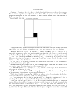 Solution Set 8 Problem 1 Consider a (2n+1)&times;(2n+1) checker board