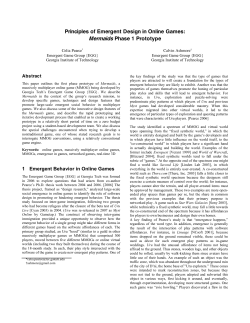 Principles of Emergent Design in Online Games: Mermaids Phase 1