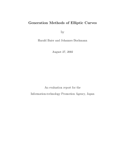 Generation Methods of Elliptic Curves